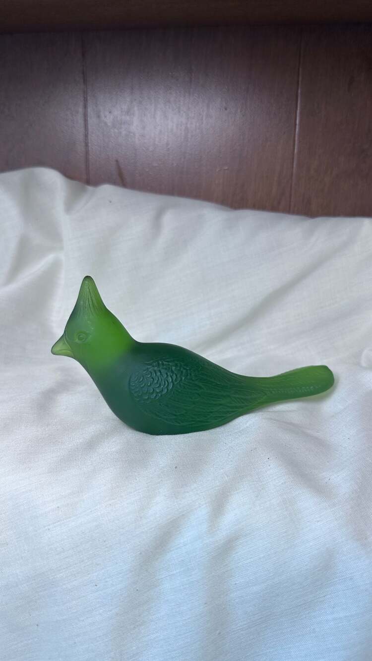 Westmoreland Green Satin Glass Bird Figurine Cardinal Figurine